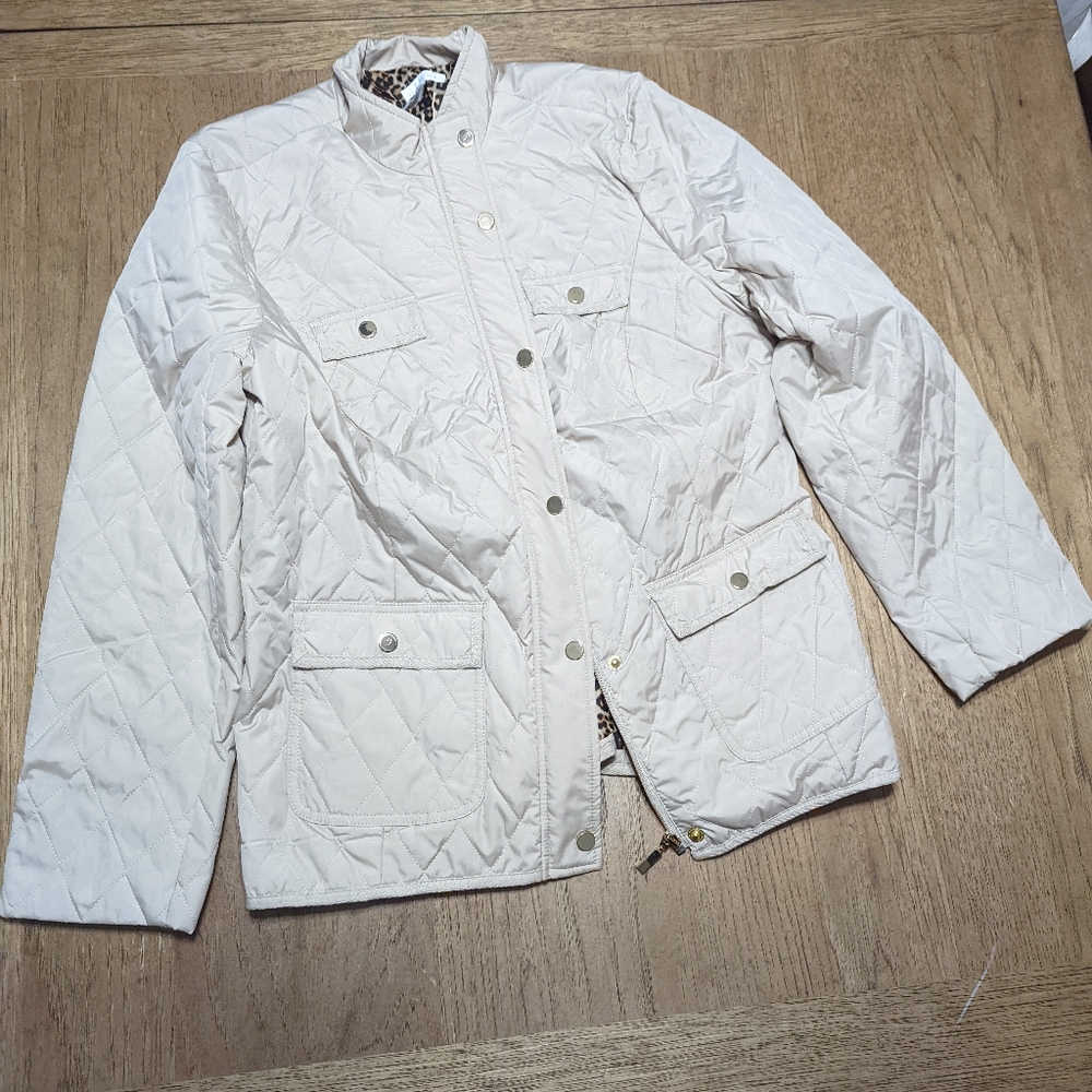 Charter club tan jacket With Cheetah Print Interior